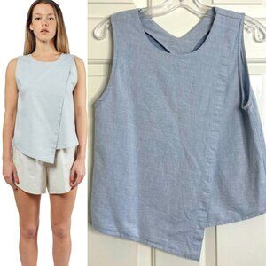 🇨🇦 Priory Flax Cotton Sleeveless Top S/M Light Blue